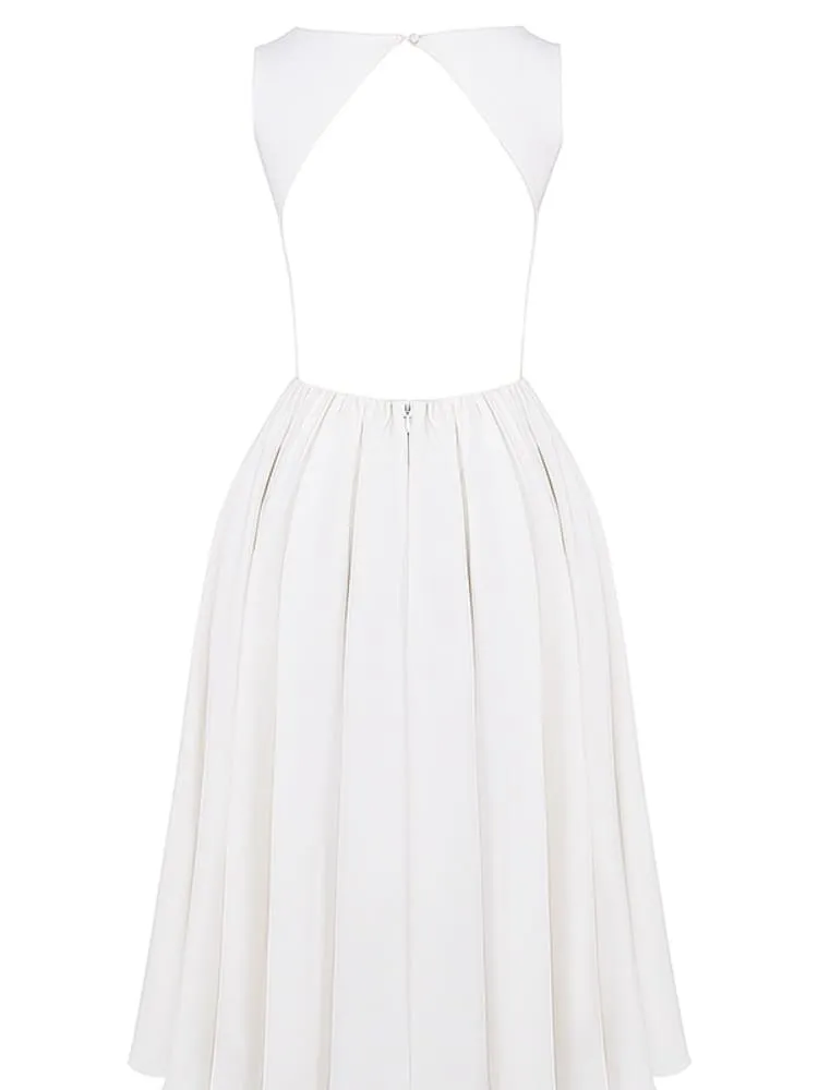 White Twill Midi Sundress 2