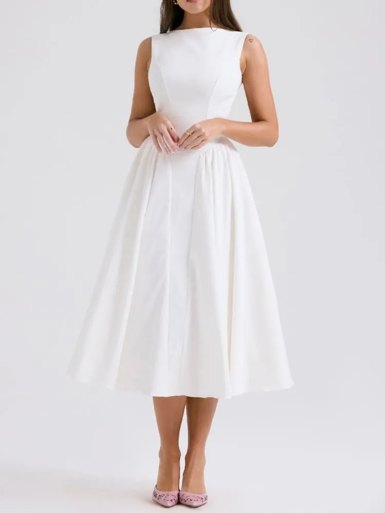 White Twill Midi Sundress 2