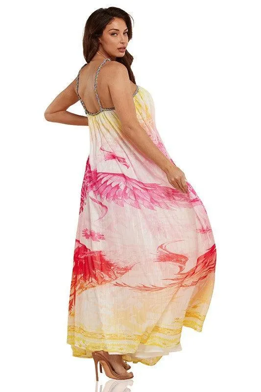 WINDPRINT OMBRE CONTRAST MAXI DRESS