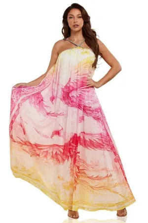 WINDPRINT OMBRE CONTRAST MAXI DRESS