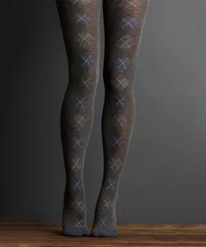 Women's Lemon Legwear | Tip Toe Argyle Tights | Graphite