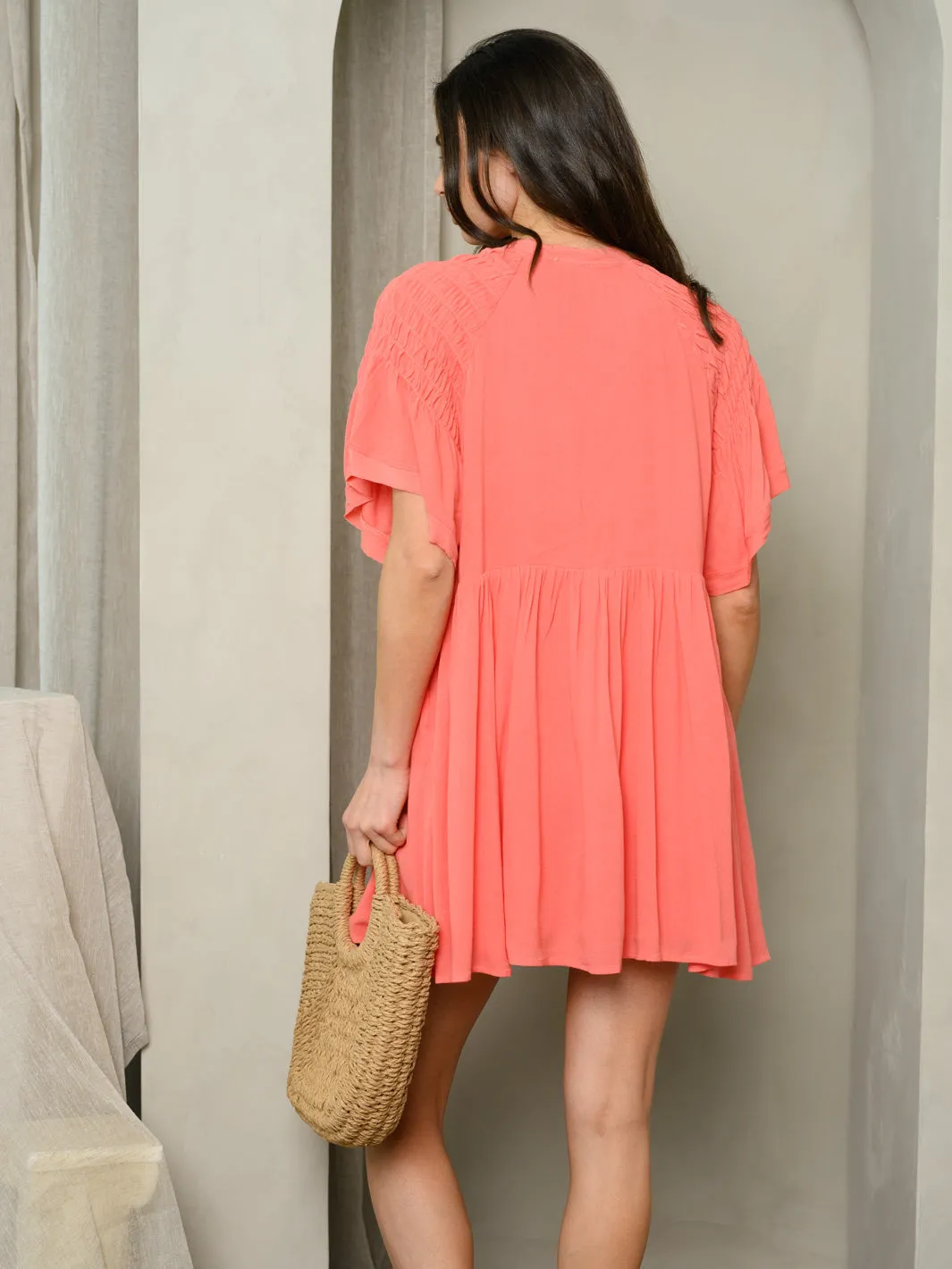 WOMEN'S SHORT SLEEVE TUNIC MINI DRESS