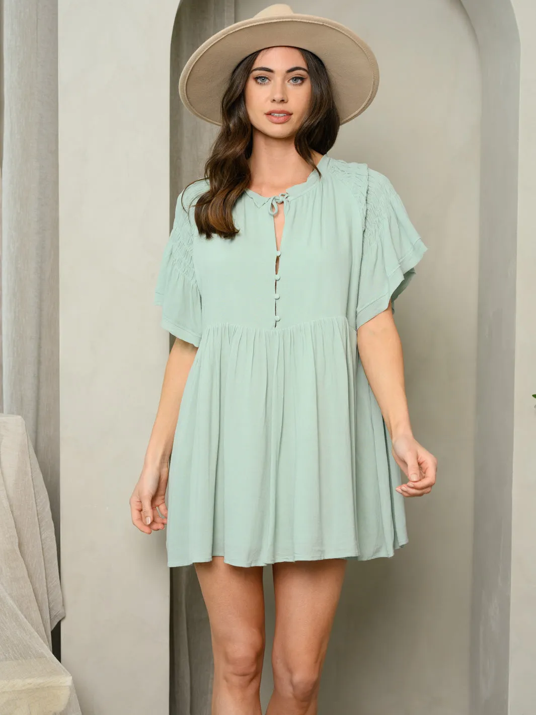 WOMEN'S SHORT SLEEVE TUNIC MINI DRESS