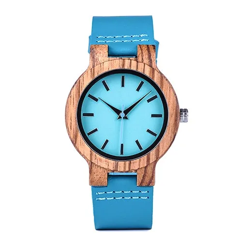 Wooden Timepieces Turquoise Blue Men women Watch Lovers Great Gifts