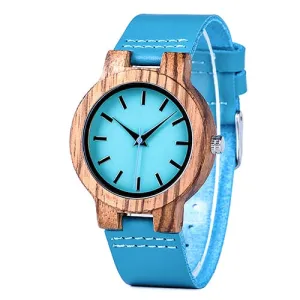 Wooden Timepieces Turquoise Blue Men women Watch Lovers Great Gifts