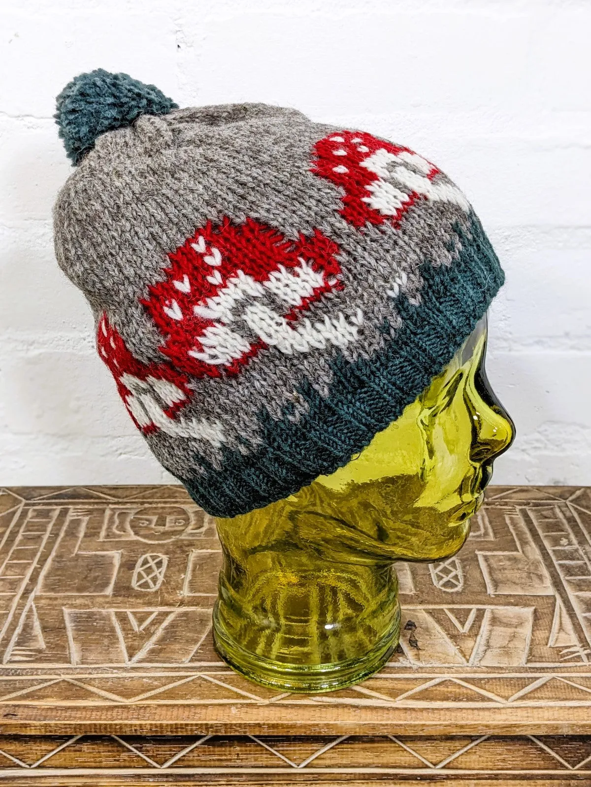 Wool Mushroom Bobble Hat
