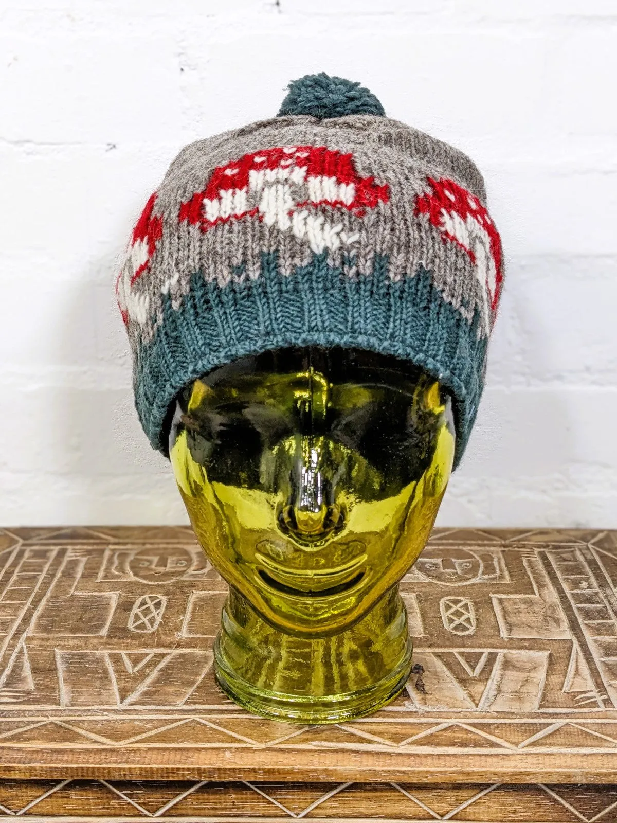 Wool Mushroom Bobble Hat