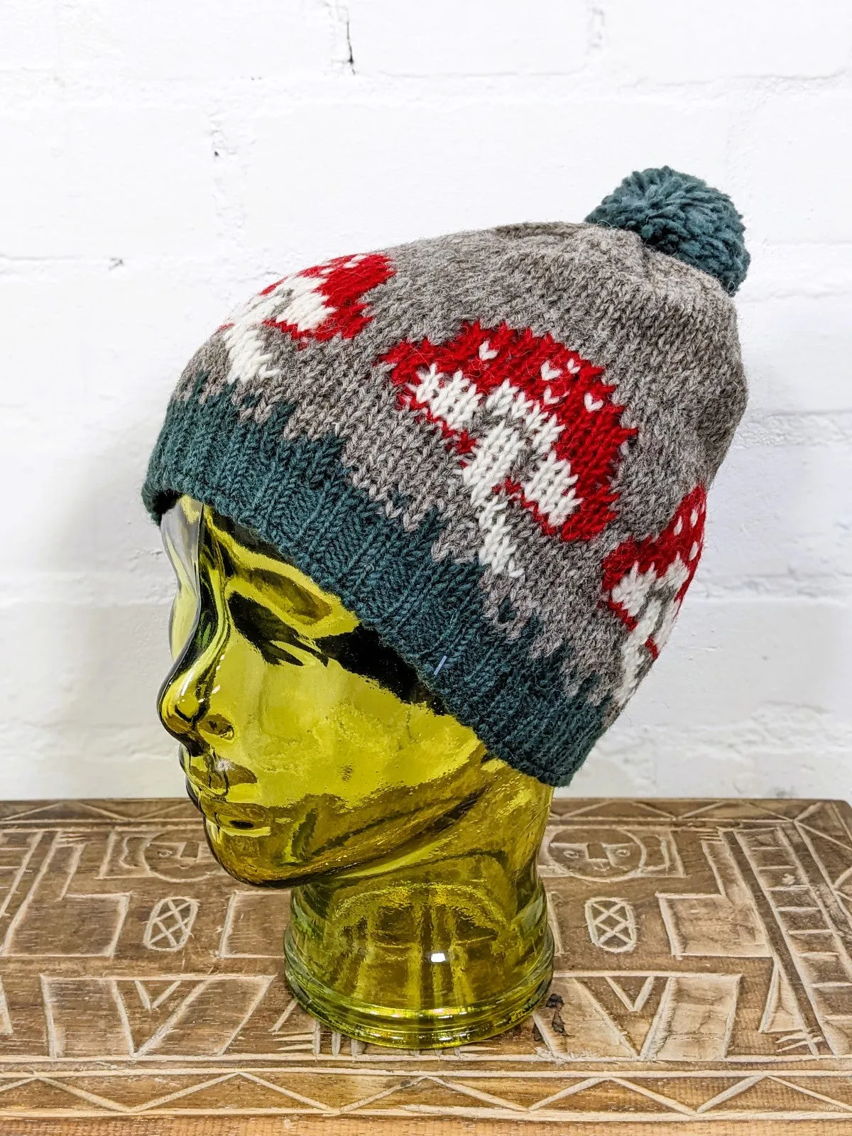 Wool Mushroom Bobble Hat
