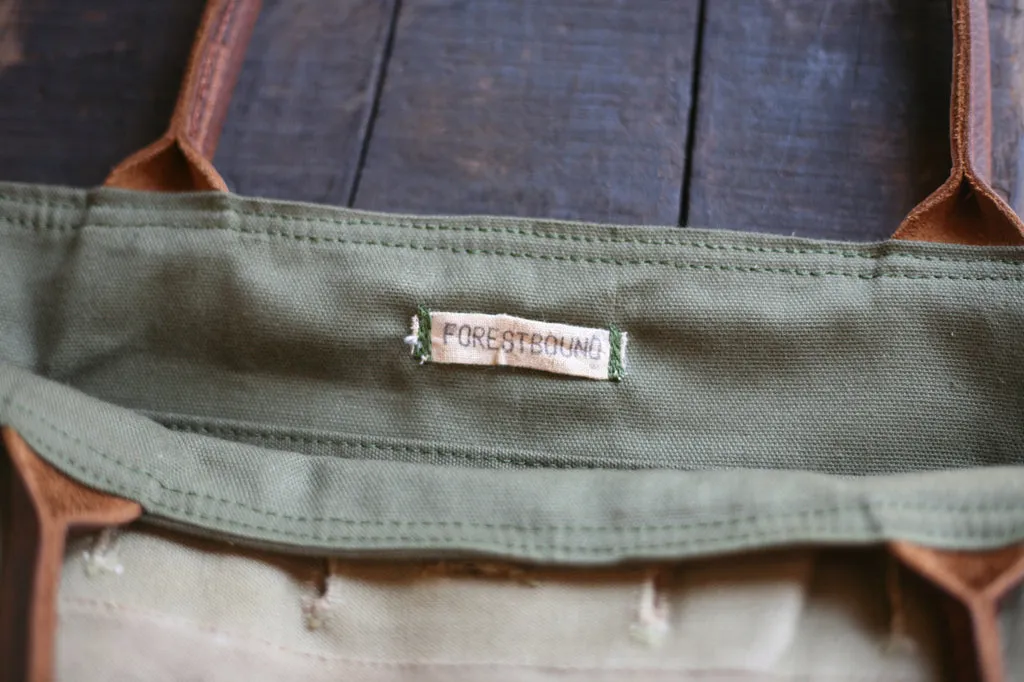 WWII era Canvas and Leather Carryall - SOLD