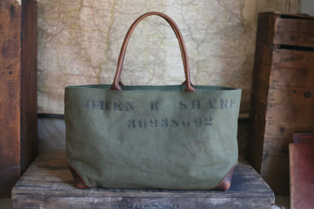 WWII era Canvas and Leather Carryall - SOLD
