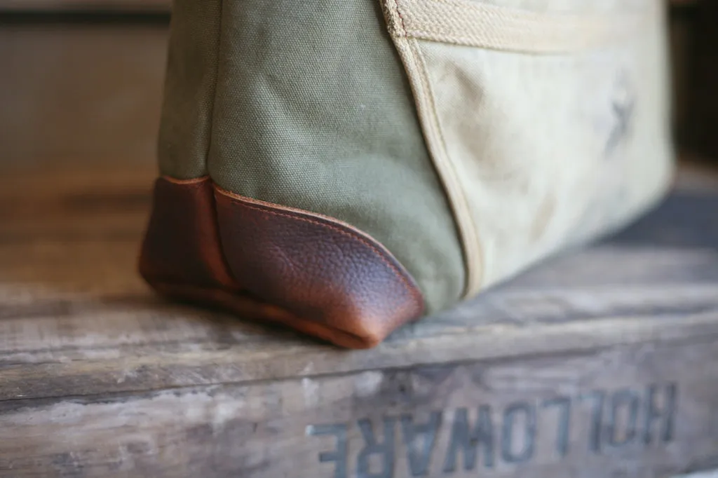 WWII era Canvas and Leather Carryall - SOLD