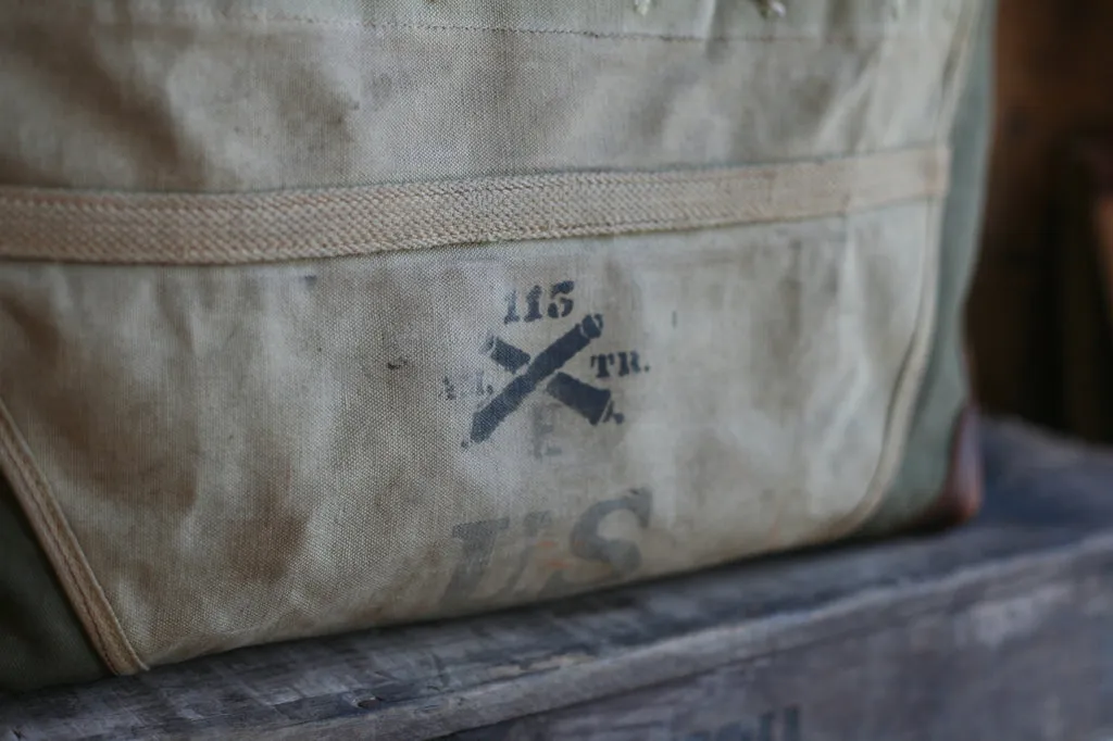 WWII era Canvas and Leather Carryall - SOLD
