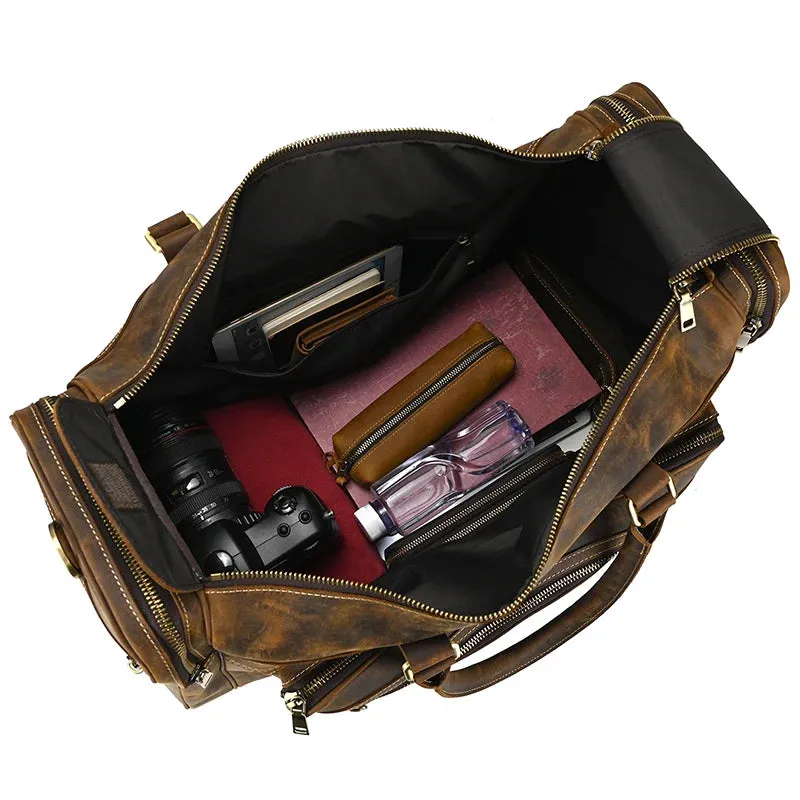XL High Capacity Leather Travel Bag – Fits 17" Laptop