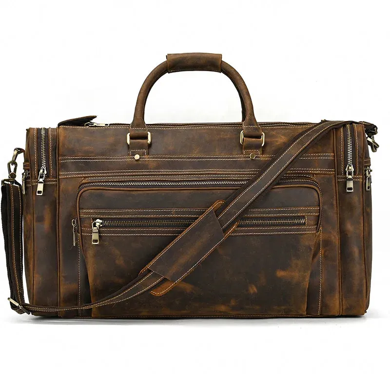 XL High Capacity Leather Travel Bag – Fits 17" Laptop