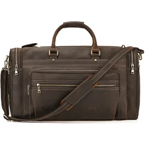 XL High Capacity Leather Travel Bag – Fits 17" Laptop