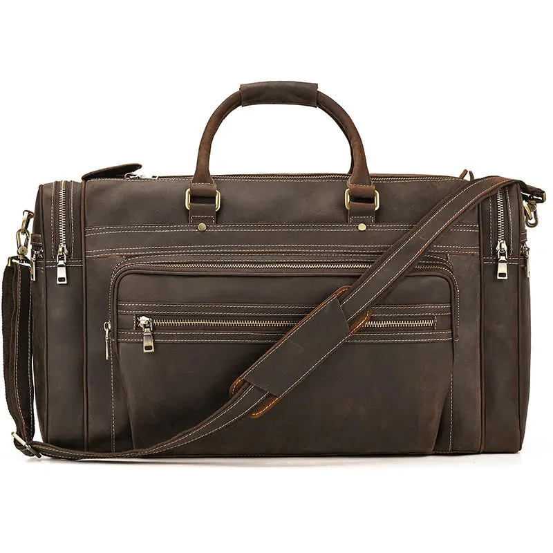 XL High Capacity Leather Travel Bag – Fits 17" Laptop