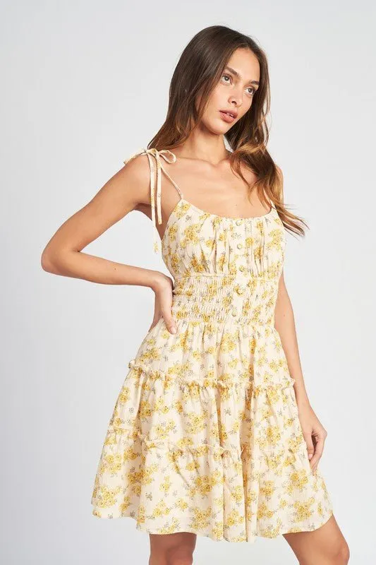 Yellow Floral Mini Dress