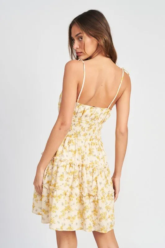 Yellow Floral Mini Dress