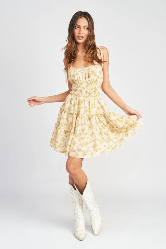 Yellow Floral Mini Dress