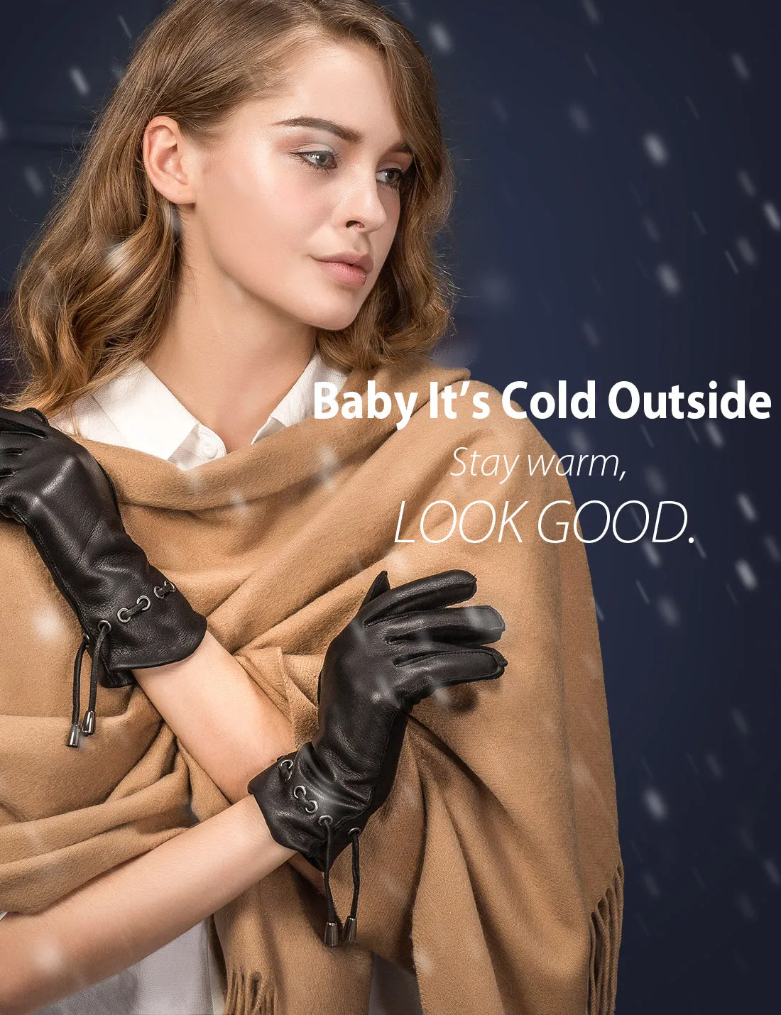 YISEVEN Women's Wool Lined Deerskin Leather Gloves
