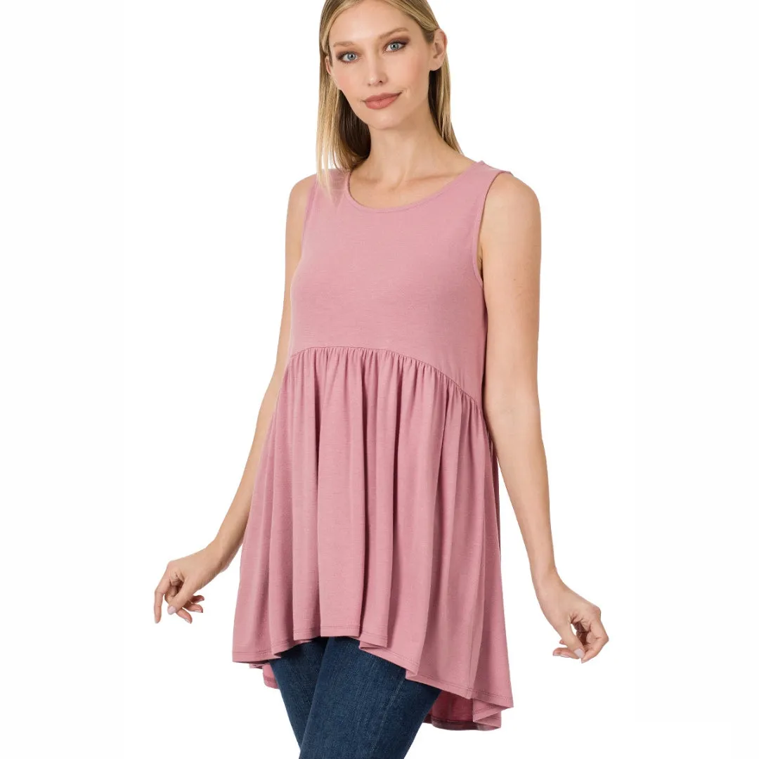 Zenana Bright Blue Sleeveless High Low Tunic Mini Dress - RT3150