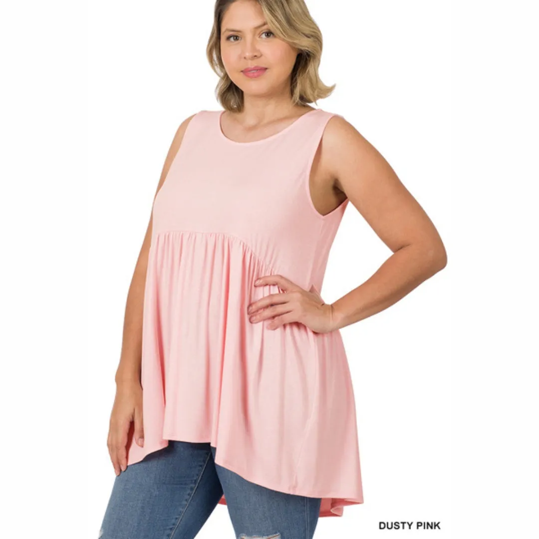 Zenana Bright Blue Sleeveless High Low Tunic Mini Dress - RT3150