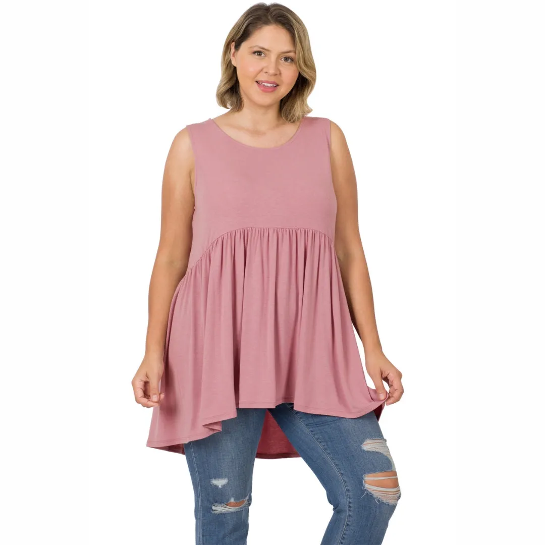 Zenana Bright Blue Sleeveless High Low Tunic Mini Dress - RT3150