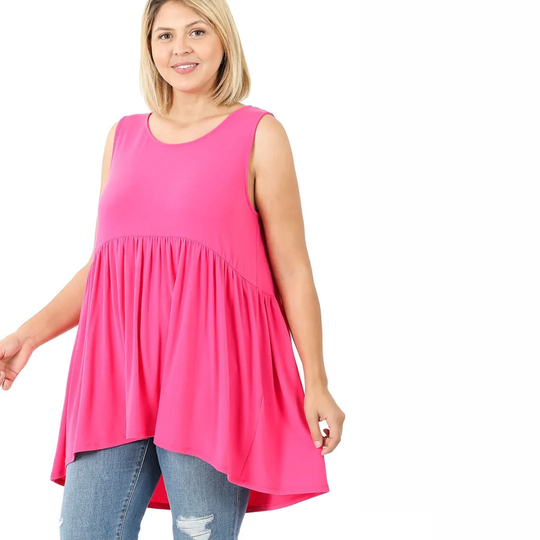 Zenana Bright Blue Sleeveless High Low Tunic Mini Dress - RT3150