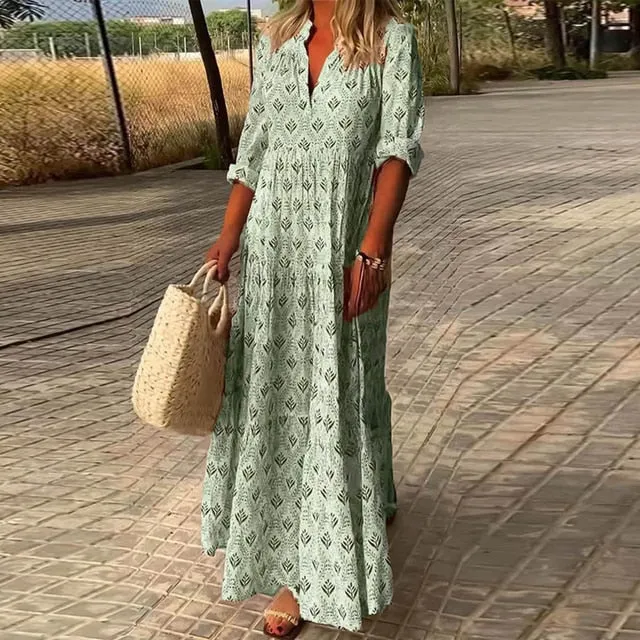 Zita - Lässiges langärmeliges Kleid mit V-Ausschnitt