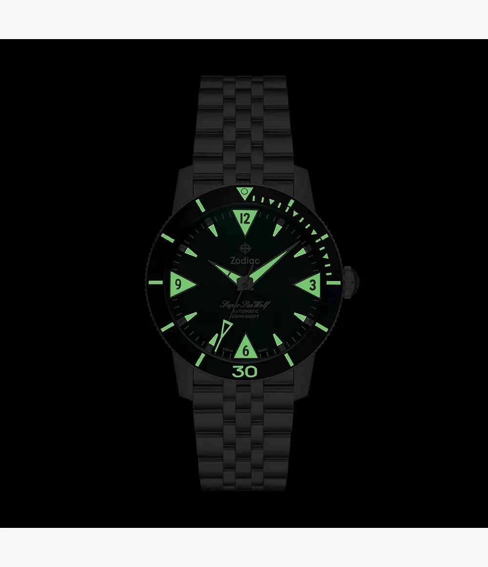 Zodiac Super Sea Wolf Skin Diver Green Dial Automatic Men's Watch ZO9218